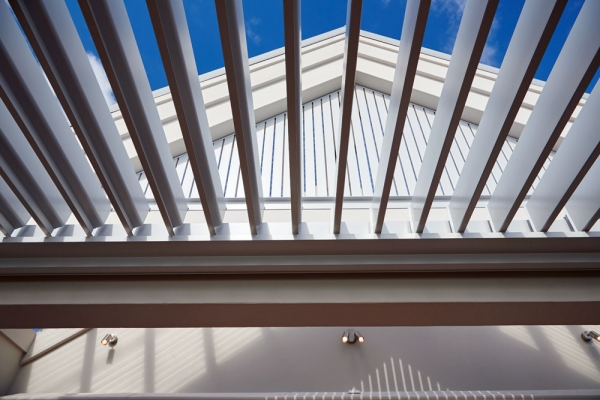 close up of open louvre slats